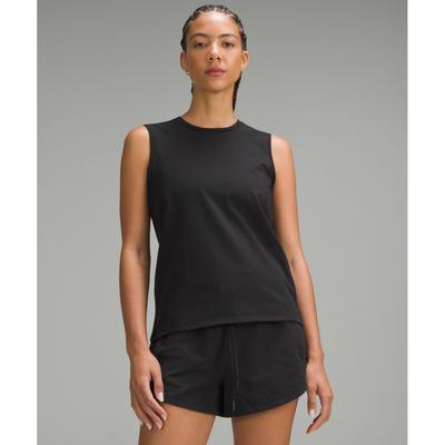 Organic Cotton Crewneck Tank Top Black