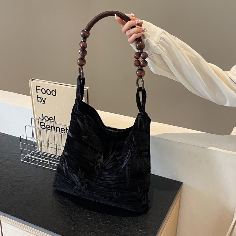 Geantă de umăr pentru femei din material moale, model în culori în gradient, design de modă pop high-end, mânere, accesorii unice cu mărgele Buddha