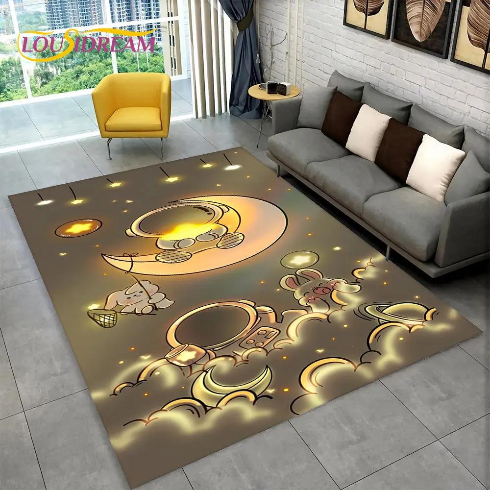 Dywanik z kreskówkowym astronautą kosmicznym 3D, Dywanik do domu, salonu, pokoju dziecięcego, pod sofę, wycieraczka, Mata podłogowa dla dzieci antypoślizgowa