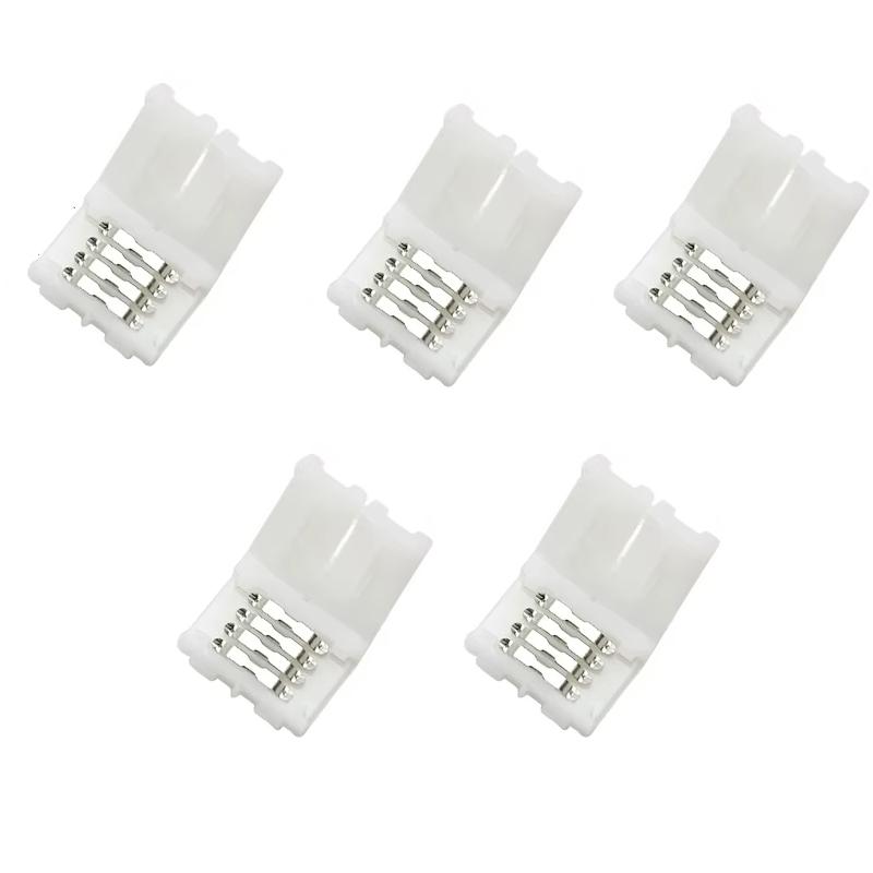 5 pezzi Connettore LED 4 PIN 8mm Forma a L 8mm 4pin RGB 3528 2835 Strisce LED Angolo a 90 gradi Connettori per Fili Adattatore di Installazione