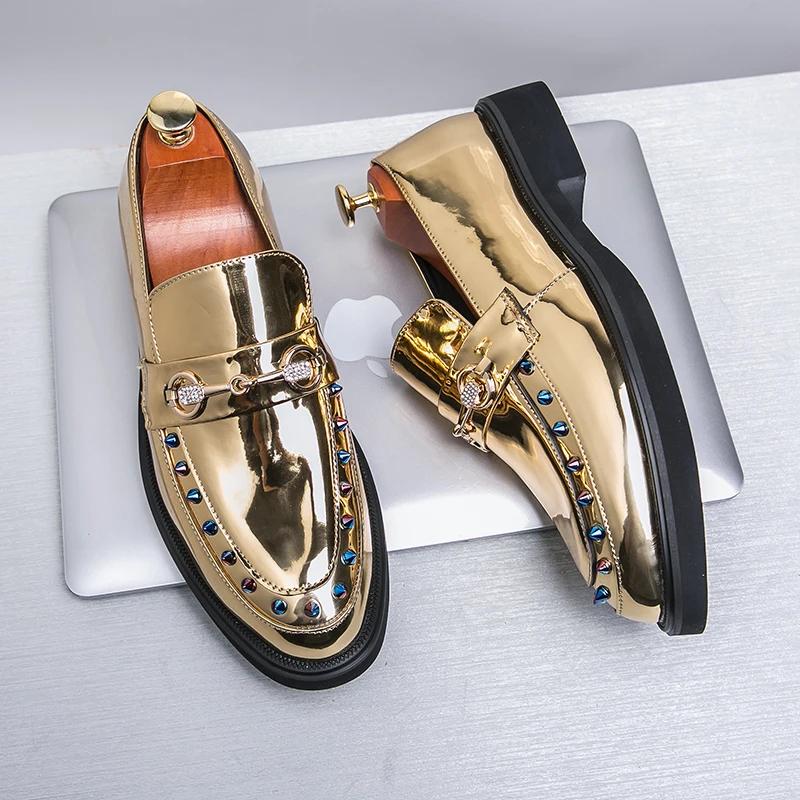 Brand New Men's Glossy Leather Shoes Lightweight Breathable Loafers Fashionable Men's Office Business Shoes Outdoor Casual Shoes