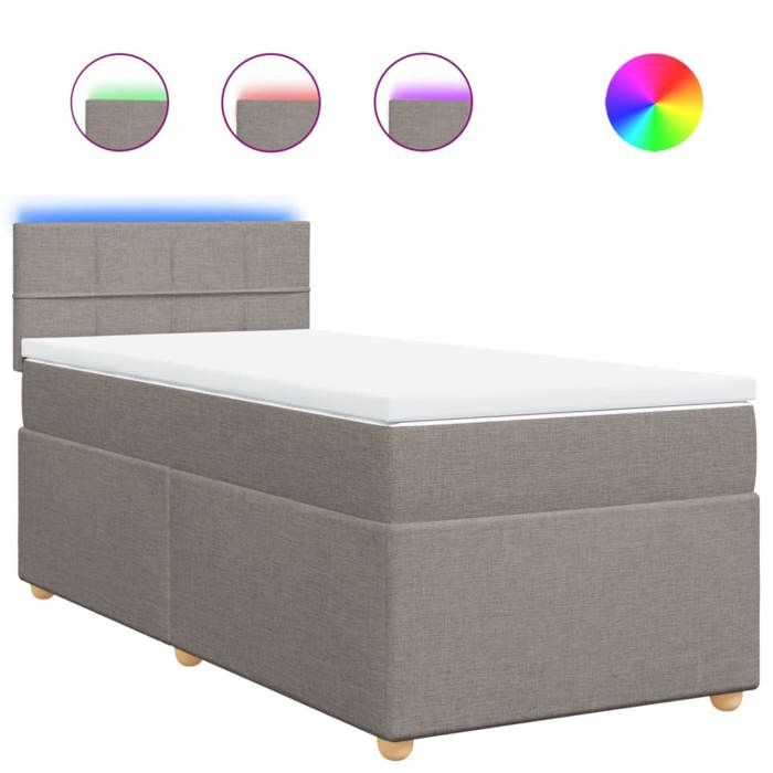 VidaXL Sommier à lattes de lit avec matelas Taupe 90x200 cm Tissu 3288867