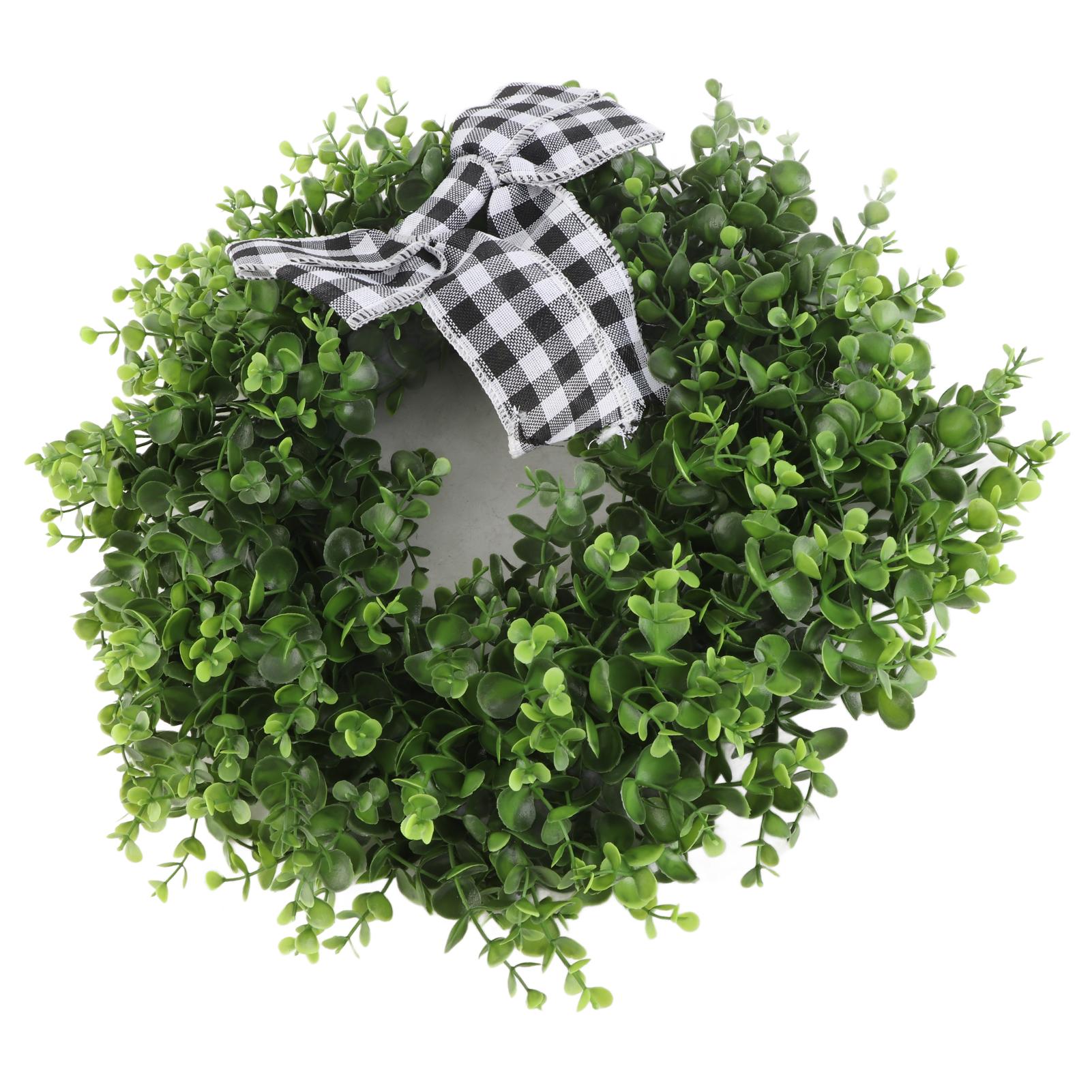 

Искусственный венок зеленый имитация клетчатого банта весенний венок настенное украшение для вечеринки свадьбы