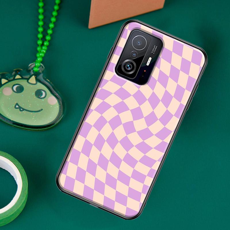 

Checkerboard Pattern Mustard Yellow Case For POCO F5 X5 X3 Pro X4 F4 GT F3 M5s C40 Cover For Xiaomi 13 12 Lite 11T 12T Pro 12X Xiaomi 13