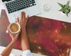 Vinyl Desk Mat with Stylish Space Nebula Print 100X50 Cm