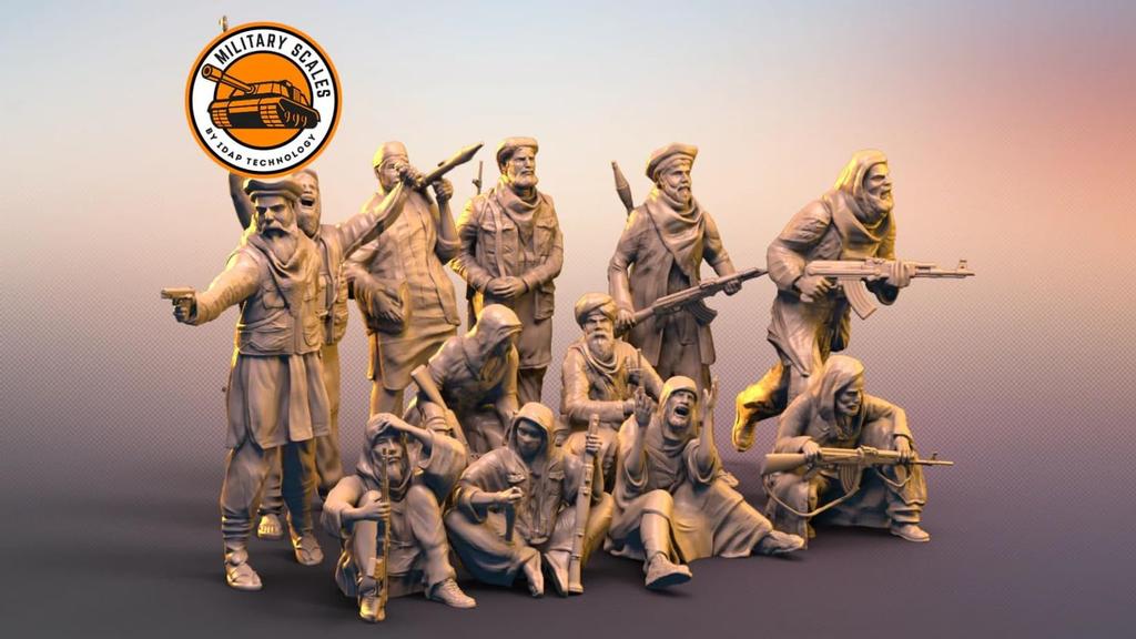 IDAP Technology 1/72 Scale Taliban Soldier Figures (12 Figures) 3D Printer Kit PD72215