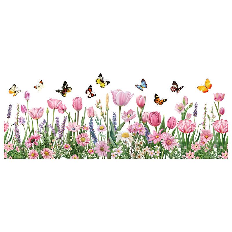 

Наклейки с бабочками и цветами Наклейки на окна «Весенние цветы» Наклейки на холодильник Наклейки на окна из ПВХ Статические наклейки на самоклеящееся стекло 30x30cmx3