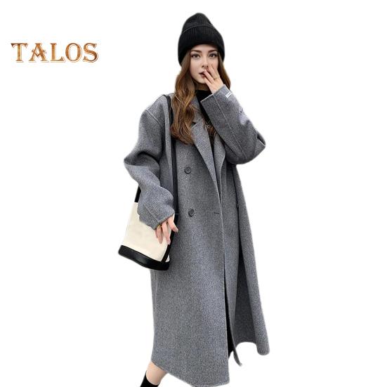 

Женский шерстяной пиджак с лацканами, пальто с длинным рукавом и передними карманами, повседневная верхняя одежда, женское пальто для повседневной носки на осень-зиму M серый