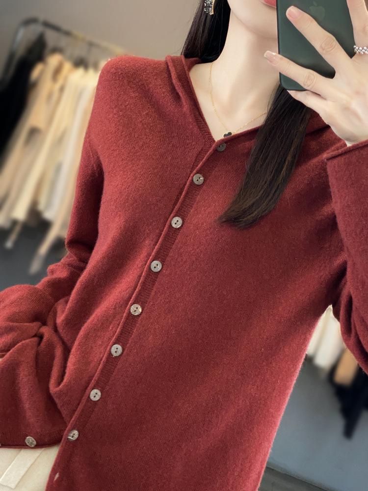Women s Thick Wool Knit Hoodie: Autumn/Winter, Loose Fit, Versatile, Cozy Style. Extra Extra Large