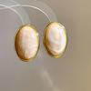Retro Silver Needle Marbled Acrylic Oval Geometric Stud Earrings - Vintage Niche High-End Fashion Accessories for Women