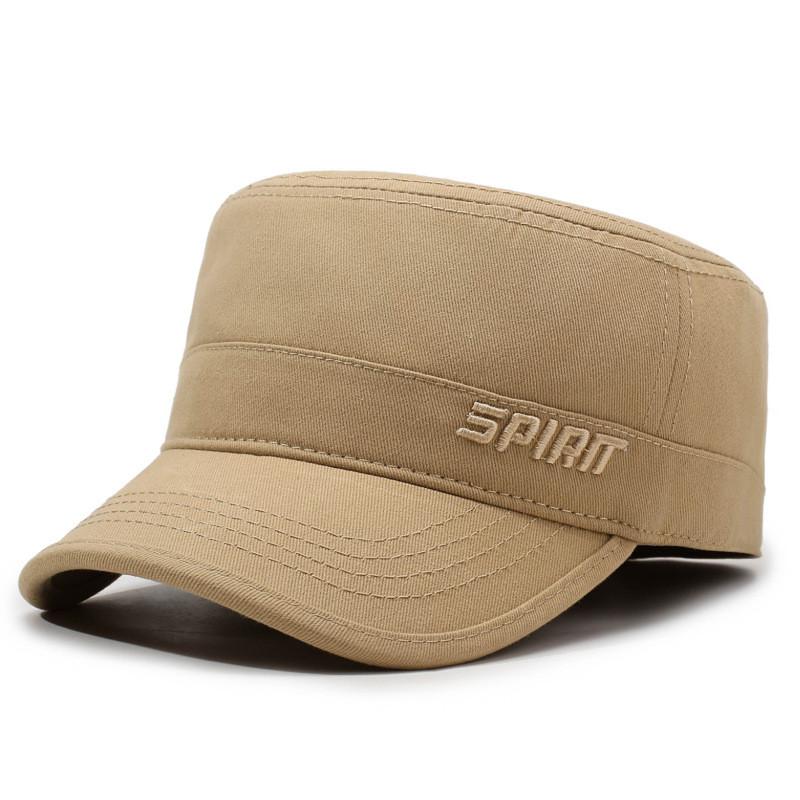 Mens Allseason Flat Top Cotton Hat With Embroidered Letters For Casual Sun Protection