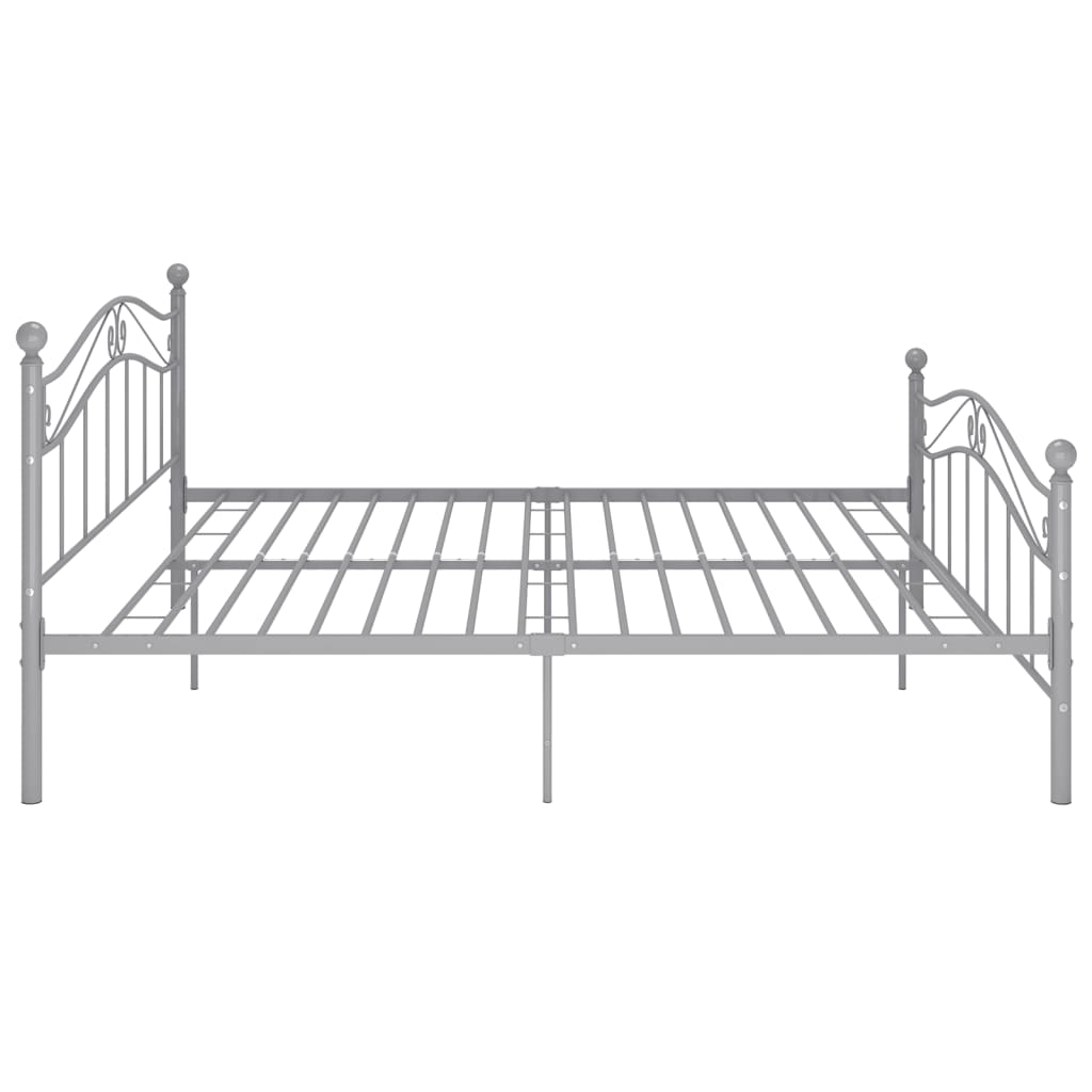 Double Bed Frame Gray Metal 160 X 200 Cm