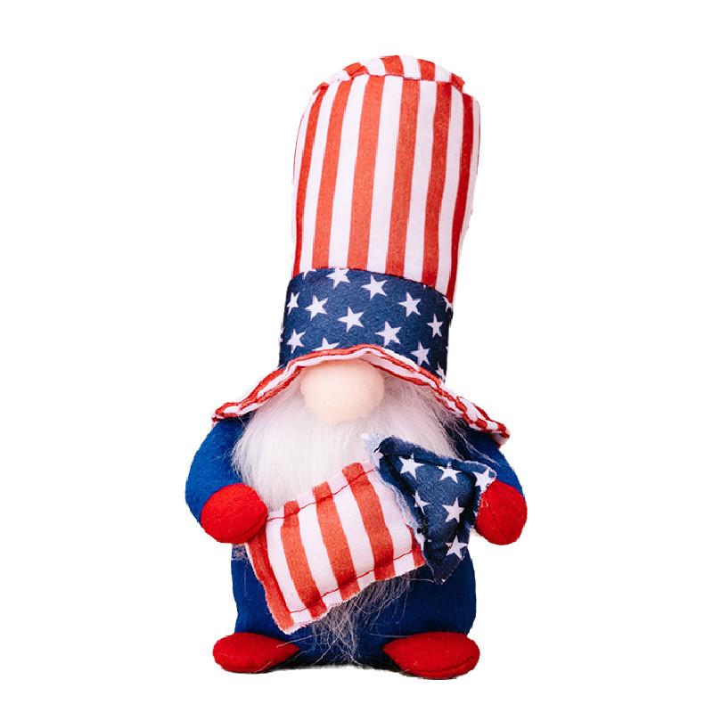 

Gnome Xmas Doll Red White Striped Hat Festive Independence Day Decor Souvenir Men