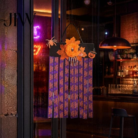 Non-woven Fabric Holiday Wall Decoration Halloween Rag Flag Banner, Pumpkin Maple Leaf Flower Ribbon Hanging Lightweight Hemp Rope Door Sign