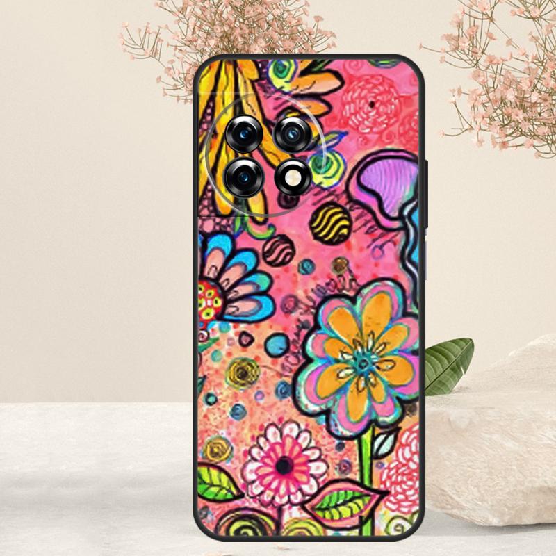 70s hippie Psychedelic floral flowers Case For OnePlus 15R 13R 13T 15 13 12 12R 11 10T 9 10 Pro Nord 5 CE 4 3 Lite N20 N30 Cover