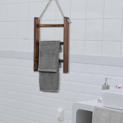 Ahşap Havlu Askıları Raf Duvara Monte Banyo Dekor Barları Halatlı Modern Rustik