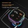 GE03 Voltage Display Car Charger with Retractable Cable and Ambient Light PD 65W Fast Charging Adapter
