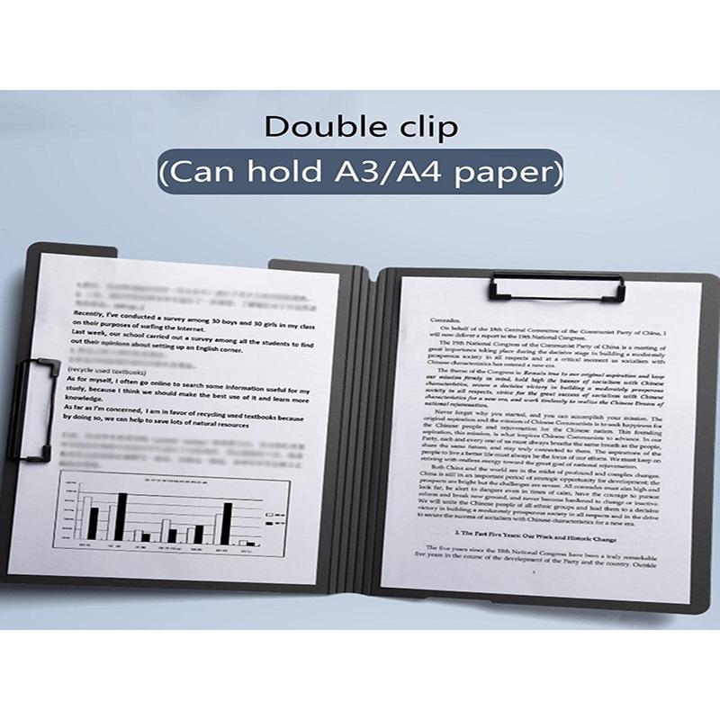 1Pcs Waterproof Fold with Double Clips Clipboard A4 File Cover Folder Write Draw Pad Clip Organizer Office Supplies