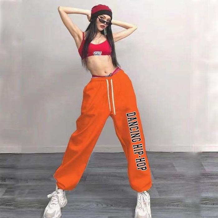 Women Oversize Sports Pants Female Loose Casual Hip Hop Pants Retro Print Jazz Street Dance Long Pants