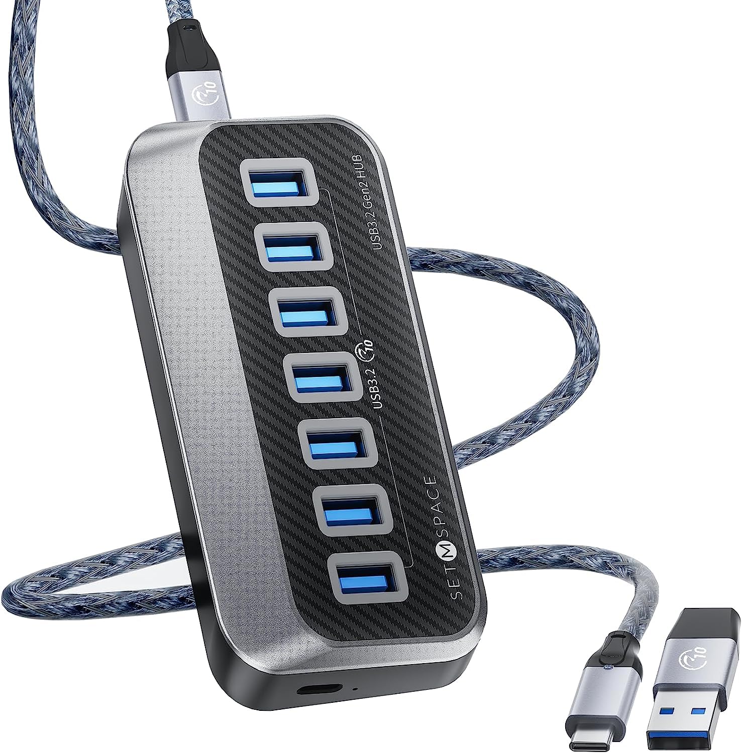 

SETMSPACE USB-хаб 7 портов 10 Гбит/с Высокоскоростная передача Минималистичный хаб Кабель 50 см 3.0 Type-A (7USB A)