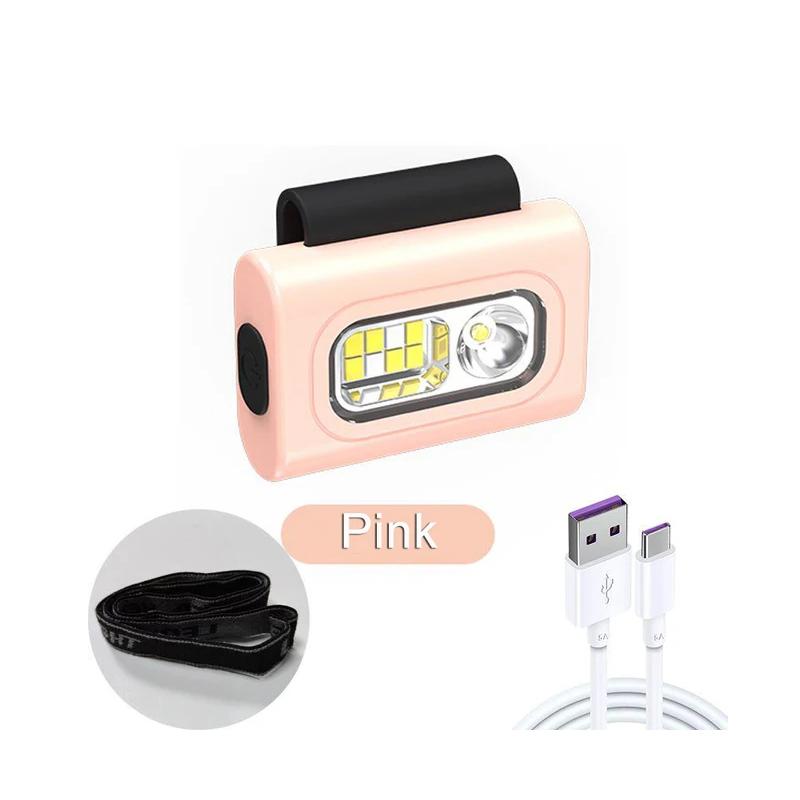 COB LED Headlamp Portable USB Rechargeable Headlight with 500mah Battery Magnet Outdoor Sport Night Running Clothes Clip Lantern