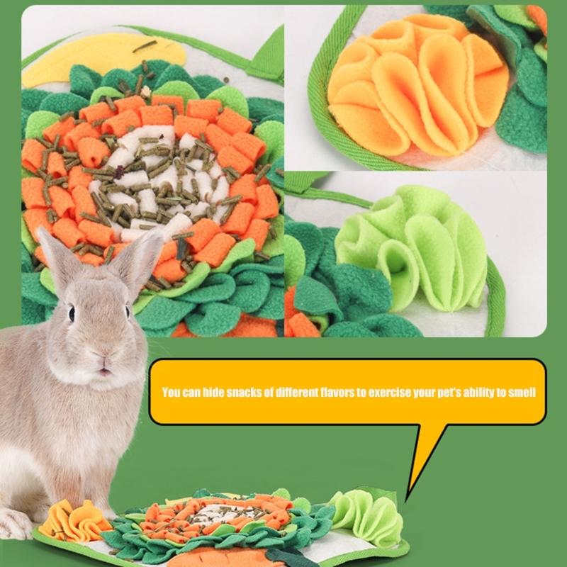 Kaninchen Füttermatte Schnüffelspielzeug für Kaninchen Interaktives Puzzle Enrichment-Spielzeug zum Trainieren Weiche Schnüffelmatte