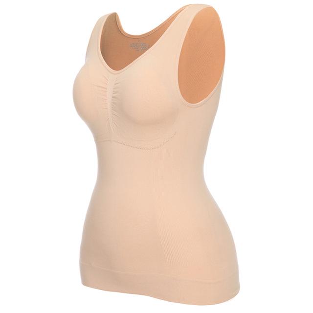 Genie Wirefree Body Shaper Cami with Pads - Tummy Control Sports Vest