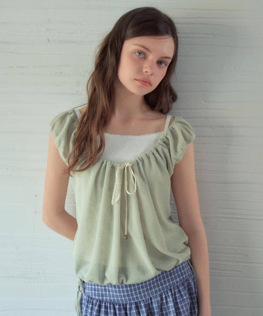 Aueonoseuteljia Net Layered T-Shirt_Milk Green(Ob6Tp06)