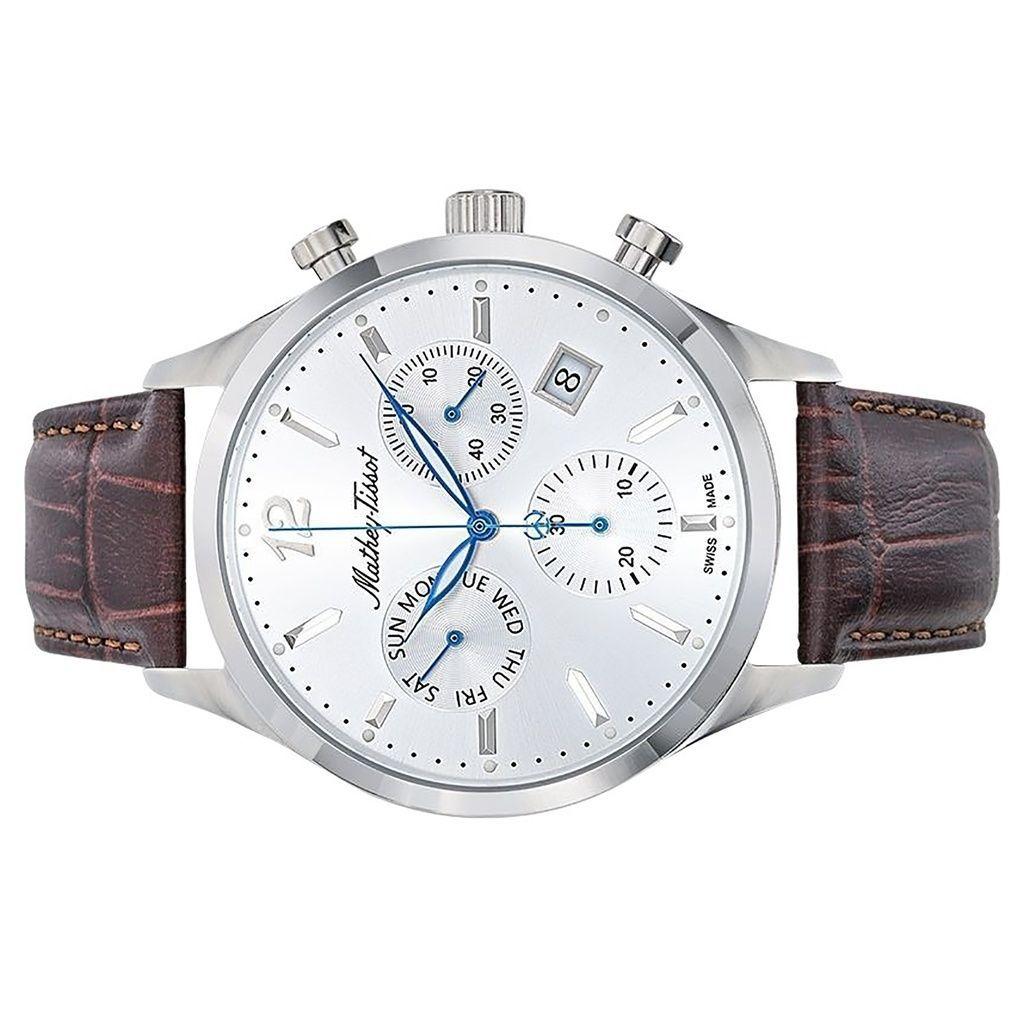 Mathey-Tissot Urban Chrono Leather Strap Silver Dial Quartz H411CHALS Men's Watch