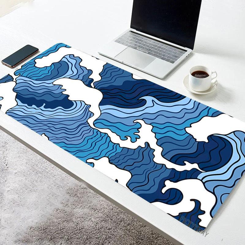 Japanese Great Wave Off Mouse Pad Large Mousepad Keyboards Gamers Deskpad Computer Laptop Keyboard Rubber Stitched Edges Mat