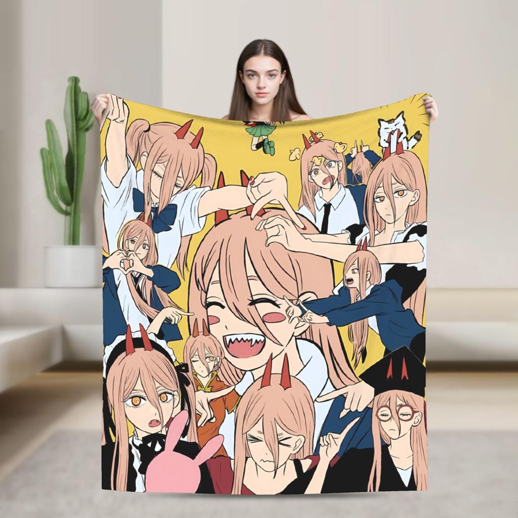 Reze layered manga Blankets Quality Super Warm Chainsaws Mans Throw Blanket Winter Picnic Home Decor Graphic Bedspread