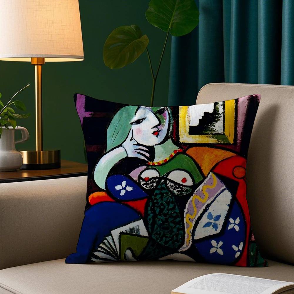 

Пікассо Абстрактне Мистецтво Картина Наволочка Плюшева Тканина М яка Наволочка Двосторонній Друк Подушка для Дивана Плед 18x18Inch