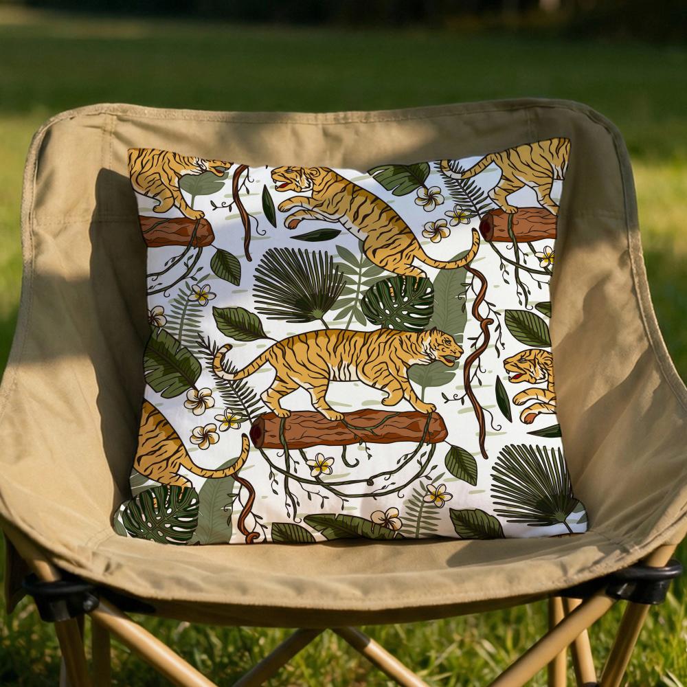 Tropical Tiger Pattern Cushion Cover Soft Reversible Durable Pillow Cover MultiScene Use for Home Car Daily Comfort