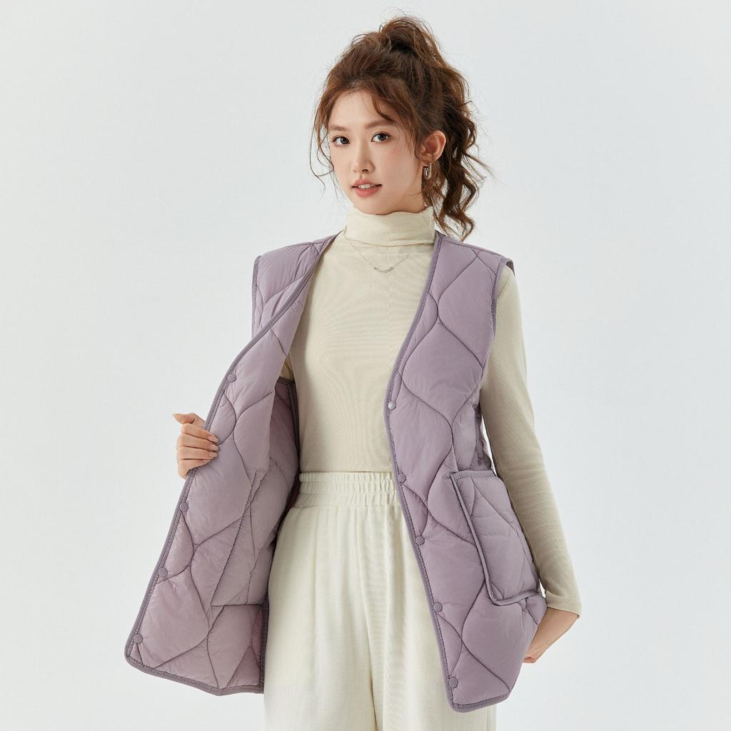 Autumn and Winter Women's Down Cotton Vest Thickened and Increased Warmth In The Long Section Slim Mao Vest Fashionable and Warm