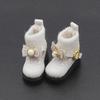 1 Pair Bow Tie 1/12 Bjd Doll Leather Shoes Golden Buttons 1/12 Bjd Doll Boots  Toys Accessories