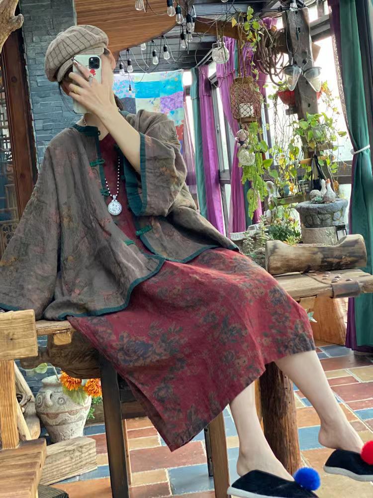 1939 Retro Artistic Xiangyunsha Printed Shirt Cardigan