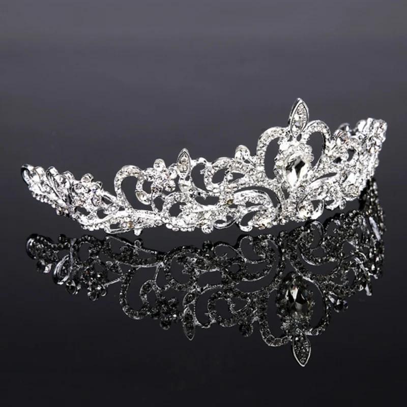 Hochzeit Haar Tiara Kristall Braut Tiara Krone Silber Farbe Diadem Schleier Tiaras Hochzeit Haarschmuck Kopfschmuck Kopfschmuck