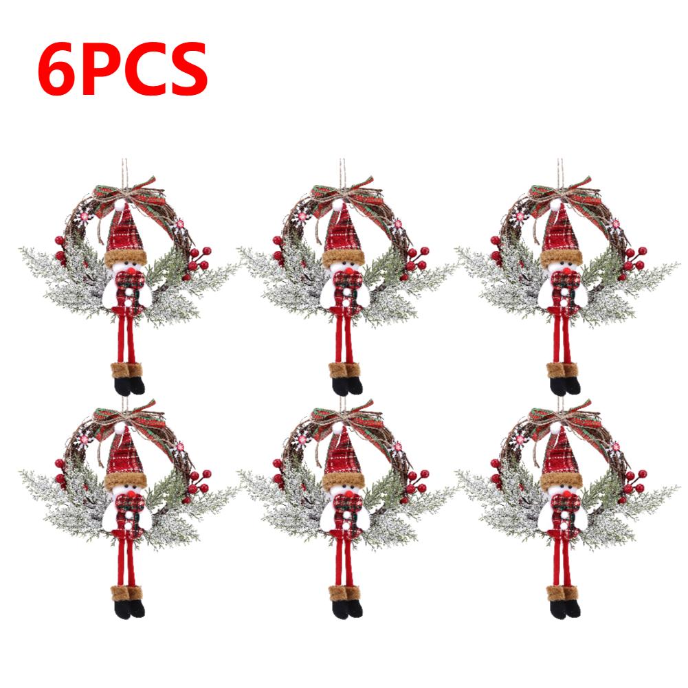 20cm Christmas Santa Berry Snowman Hanging Garland Front Door Window Artificial Wreath Xmas Holiday Art Wreath Wall Decoration