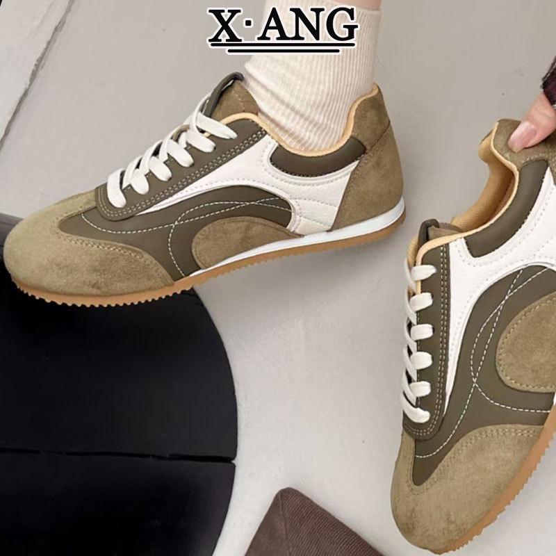 Cowhide version women's racing shoes autumn and winter new casual sports shoes soft sole white shoes children