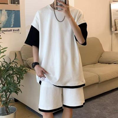 Men's Trendy High Street Summer Sports Suit: Casual Short-Sleeved Two-Piece with Loose Fit Shorts (2023)