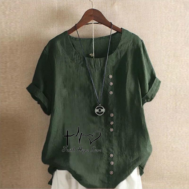 Women's Fashion Black Letters Prined Short Sleeve T-shirt Loose Cotton Shirt Casual Loose Summer Blouse Tops Plus Size