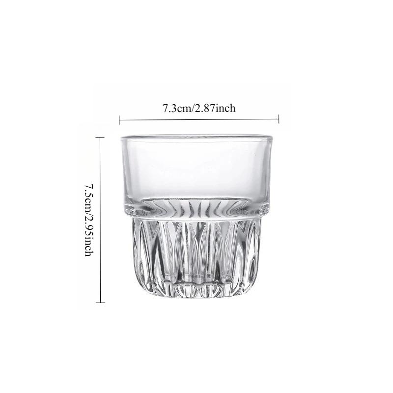 1pcs Glass Cups Drinkware Striped Cold Brewed Coffee Glass Cups Creative Stackable Cup Nordic Style Exquisite Ice Latte Wine Cup