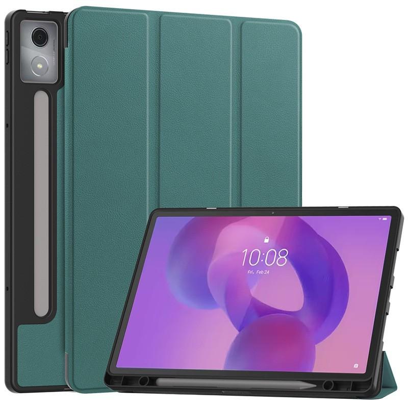 3-Fold Flip Case With Stylus Slot Lenovo Xiaoxin Pad Pro 12.7 Inch Tablet TPU Cover Shockproof Sleep Wake Support