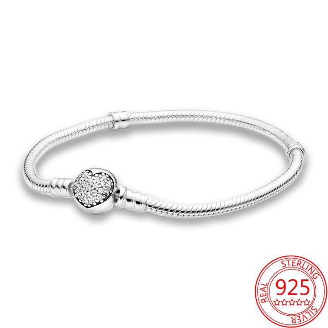 Authentic 925 Sterling Silver Infinite Knotted Heart T -Bar Strip Bracelet Multi -Snake Bangle Wedding Party Girls Fine Jewelry