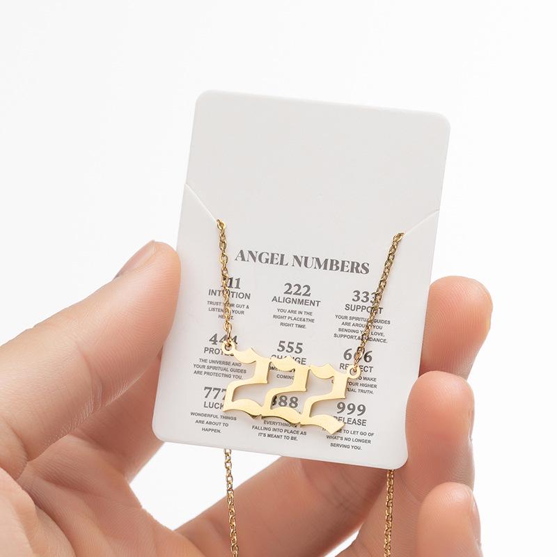 Angel Number Necklace for Women: Stainless Steel 000-999 Pendant Clavicle Chain