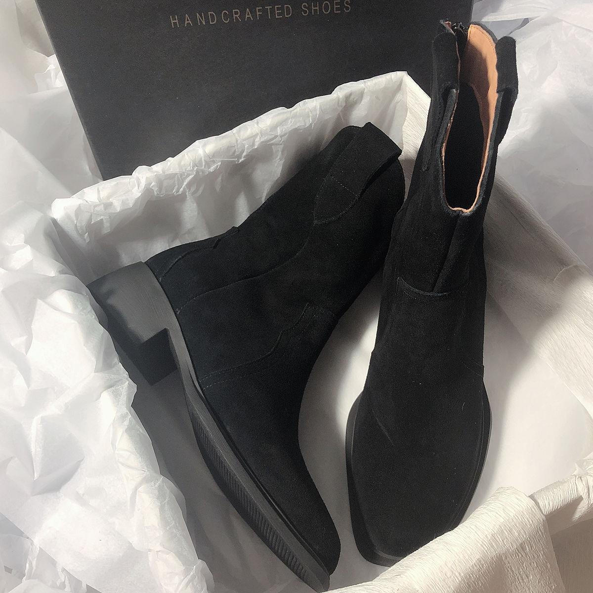 Maillard Vintage Brown Low Heel Boots Women s Frosted Western Cowboy Boots Medium Boots 40 чёрный 2900₽