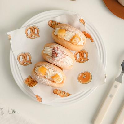 100 hojas de papel encerado para envolver cestas de comida, estilo pastel, papel encerado impreso para envolver pan y hamburguesas.