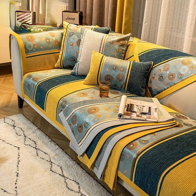 

Четырехсезонная универсальная диванная подушка из синели, противоскользящая жаккардовая расширяющаяся кромка, украшение для дивана, полотенце, чехол для дивана в гостиной 70x70cm 1pcs