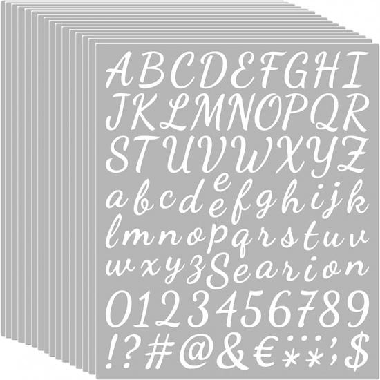 16 Sheets Vinyl Letters Numbers Kit,Self Adhesive Cursive Alphabet Letter Sticker, DIY Number Letter Decal Script Pantry Labels for