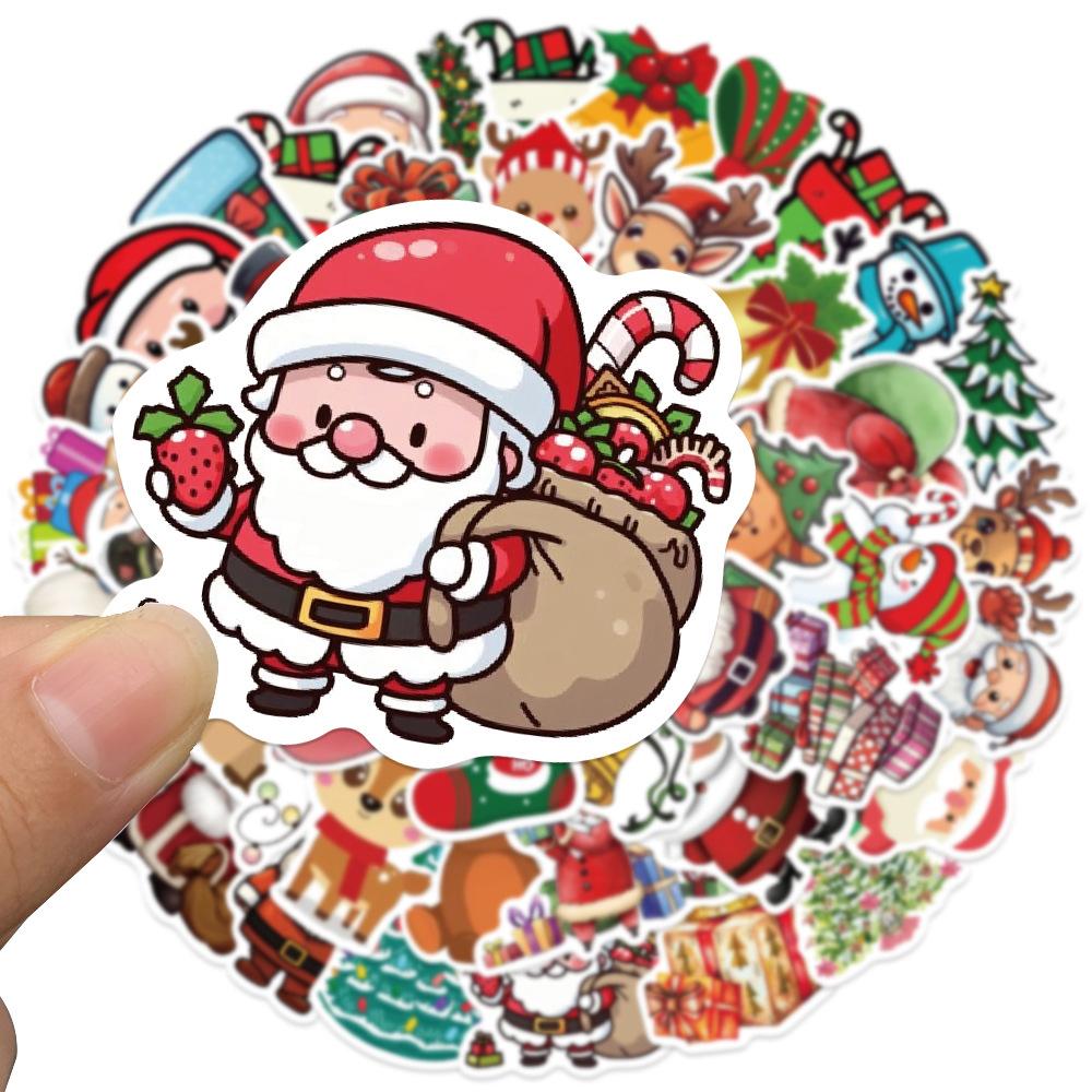 10/30/50pcs Kawaii Cartoon Christmas Stickers Santa Claus Graffiti Sticker Waterproof DIY Suitcase Guitar Phone Cute Decals Toy